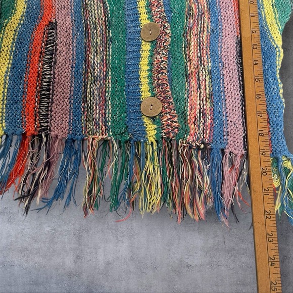 Anthropologie Pilcro Letterpress Fringed Cardigan Sweater Womens M Boho Artsy - Picture 8 of 9